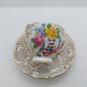 Vintage Chintz Tea Cup And Saucer Colclough Made In England To My Dear Mother